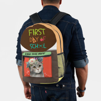Sac À Dos Imprimé Vite journée d'école avec chat amour