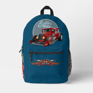 Sac À Dos Imprimé Voiture de course retro personnalisée