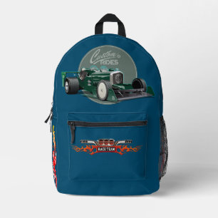 Sac À Dos Imprimé Voiture de course retro personnalisée