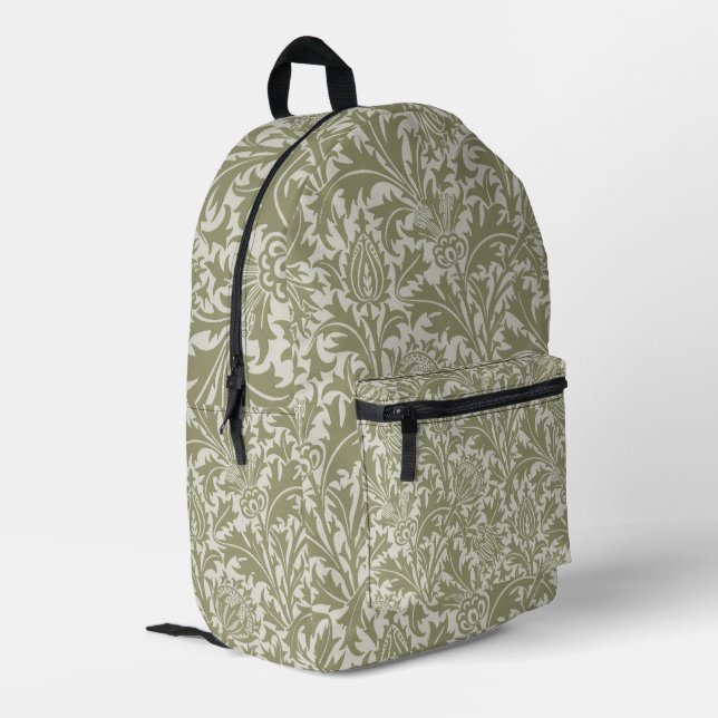 Sac À Dos Imprimé William Morris Thistle Sage Green Motif (Coin arrière gauche)