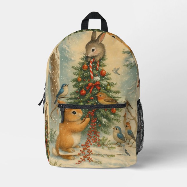 Sac À Dos Imprimé Woodland christmas bunny festive cozy winter (Recto)