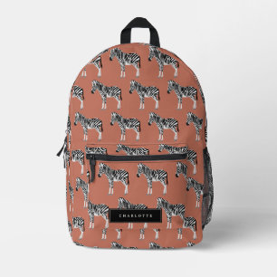 Sac À Dos Imprimé Zebra Exotic Animal Motif Terracotta