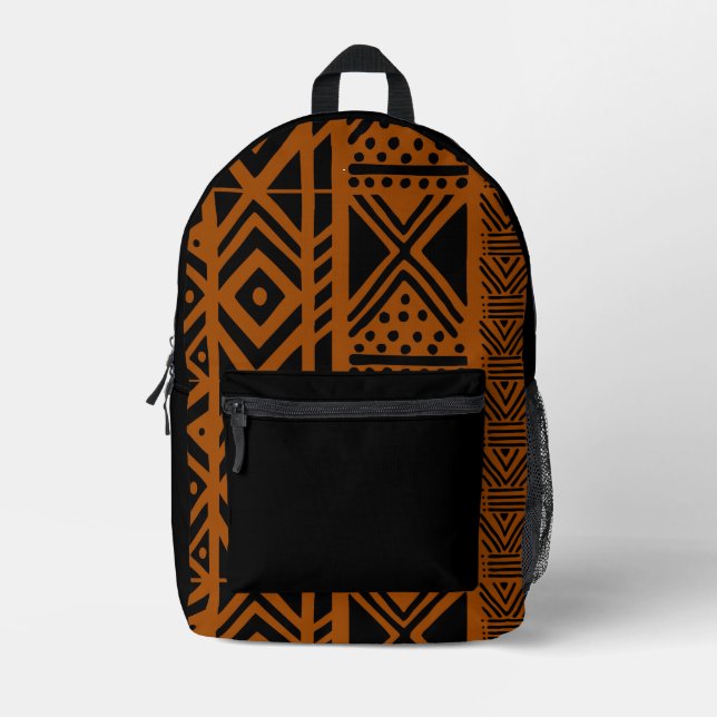 Sac à dos inspiré de tissu noir de Bogolan africai (Recto)