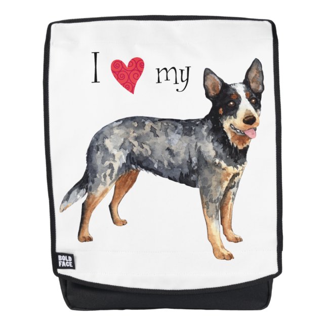 Sac À Dos J'aime mon chien australien de bétail (Devant)
