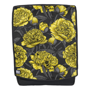 Sac À Dos Jardin de pivoine nocturne en jaune et gris