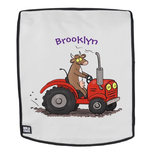 Sac À Dos Jolie vache heureuse conduisant un dessin animé de (Devant amovible)