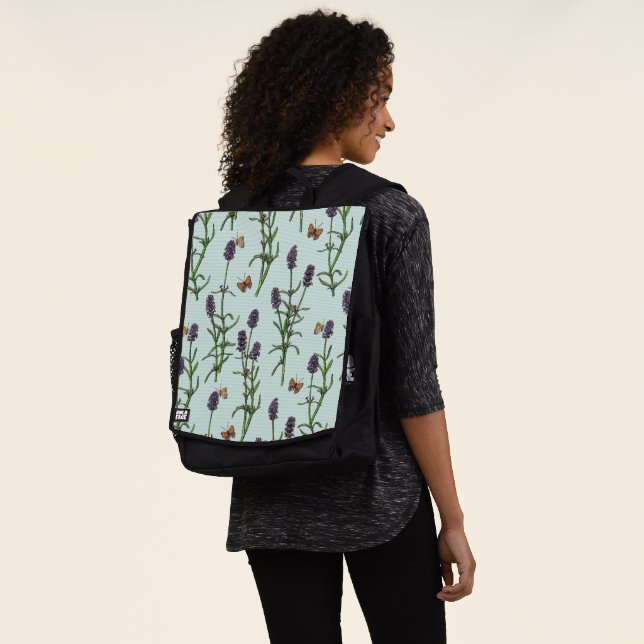 Sac À Dos Lavande et papillons sur verre de mer (Porté)