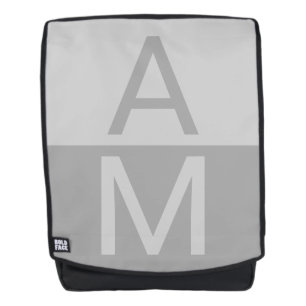 Sac À Dos Lumineuses Gris & Gris Initiales Modernes Monogram