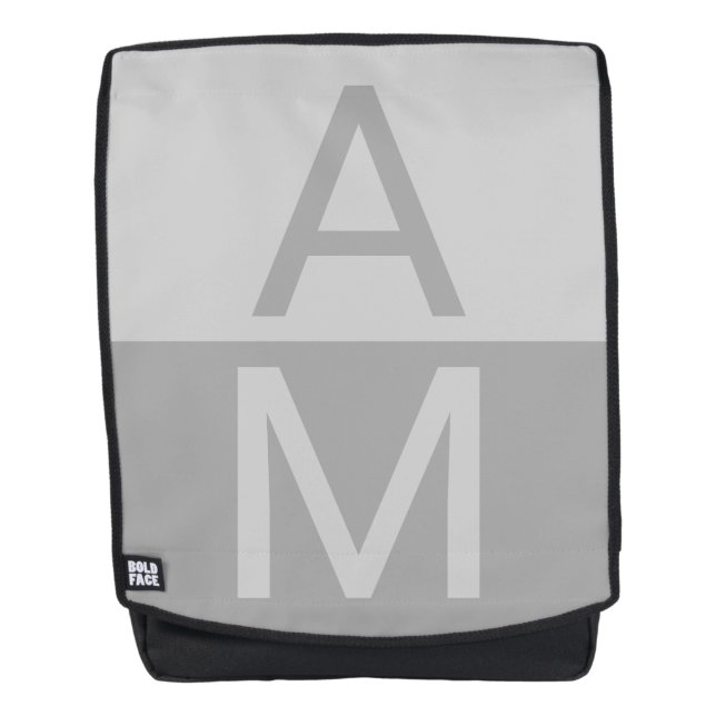 Sac À Dos Lumineuses Gris & Gris Initiales Modernes Monogram (Devant)