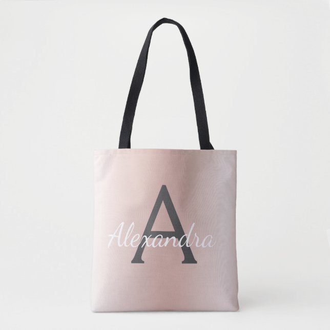 Sac à dos métallisé or rose élégant avec monogramm (Devant)