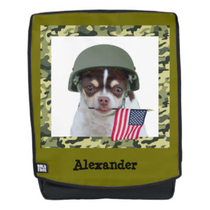 Sac à dos militaire de caractères gras de chien 