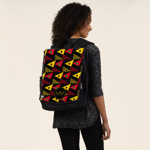 Sac À Dos Monogramme de triangles géométriques élégant