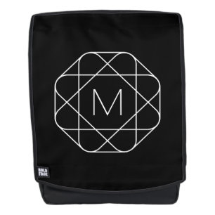 Sac À Dos Monogramme géométrique noir et blanc