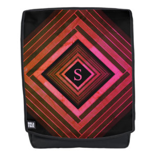 Sac À Dos Monogramme géométrique rose rustique Carré moderne