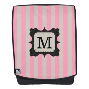 Sac À Dos Monogramme rose vintage de coutume de noir de