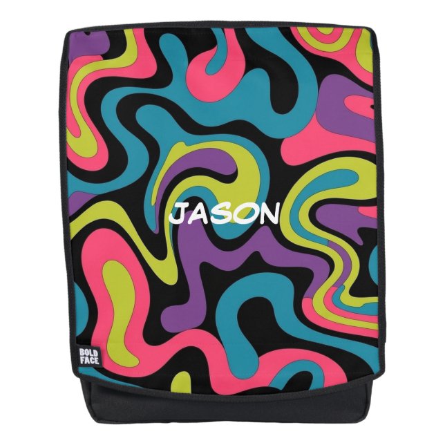 Sac À Dos Motif Abstrait Néon Personnalisé — Design Rétro (Devant)