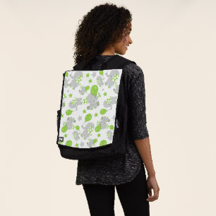 Sac À Dos Motif Des Eléphants, Eléphants Mignons - Grey Vert
