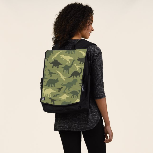 Sac À Dos Motif Dinosaure, Silhouette Dinosaure, Dino Vert (Porté)