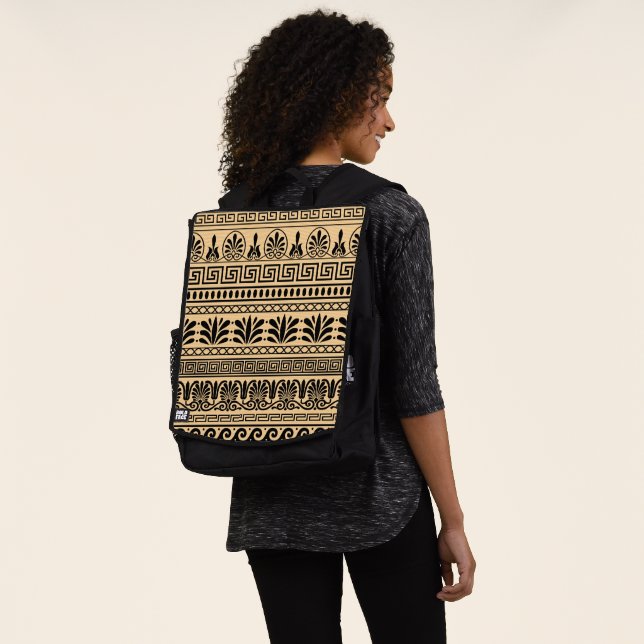 Sac À Dos Motif grec, motif méditerranéen, marron (Porté)