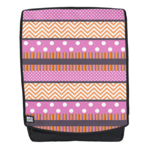 Sac À Dos Motif orange et rose de Chevron de pois de rayures
