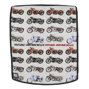 Sac À Dos MOTOCYCLES VINTAGES CLASSIQUES gris rouge noir