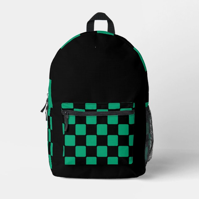 Sac à dos Noir moderne avec Accents Vert & Bleu (Recto)