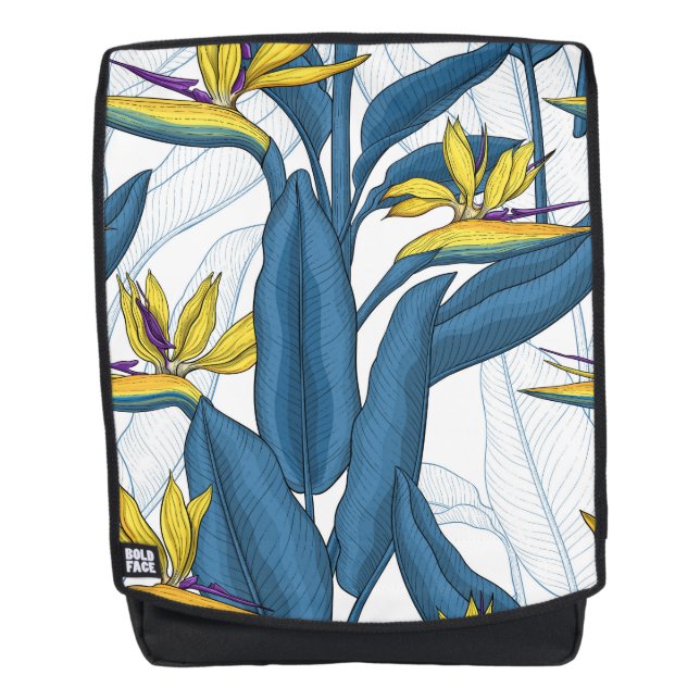 Sac À Dos Oiseau de fleurs de paradis sur blanc (Devant)