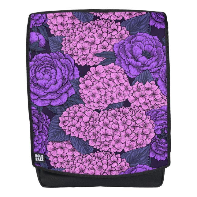 Sac À Dos Peine et hydrangée en rose et violet (Devant)
