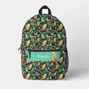 Sac à dos personnalisé de perroquet et de forêt