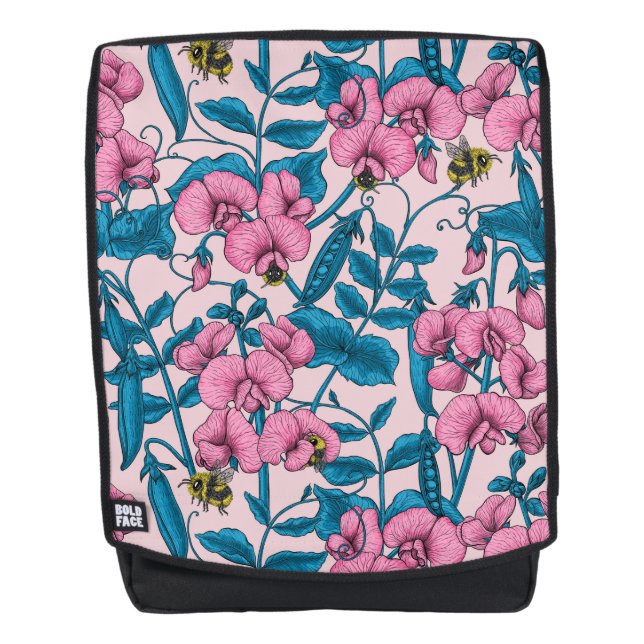 Sac À Dos Pois doux et bourdons, rose et bleu (Devant)