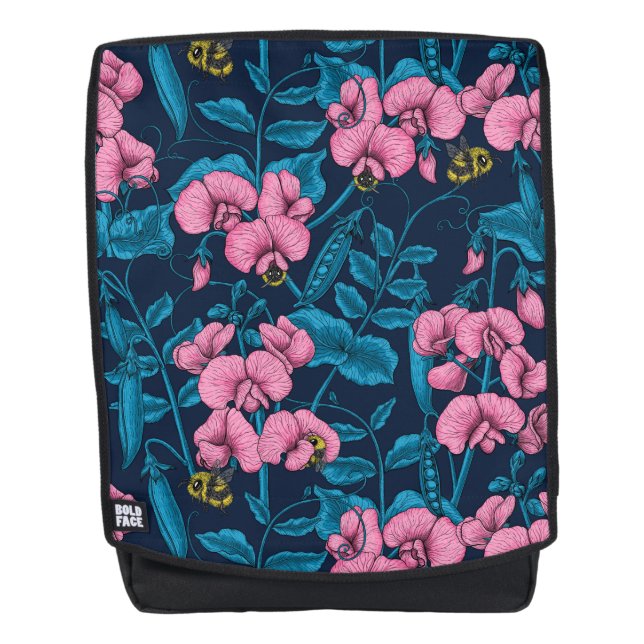 Sac À Dos Pois doux et bourdons, rose et bleu (Devant)