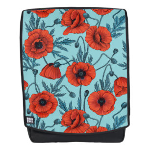 Sac À Dos Poppies, rouge et bleu sur le bleu de la piscine