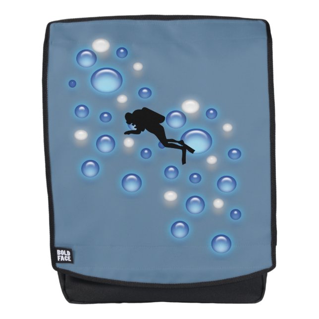Sac à dos pour adultes - Plongeur et bulles (Devant)