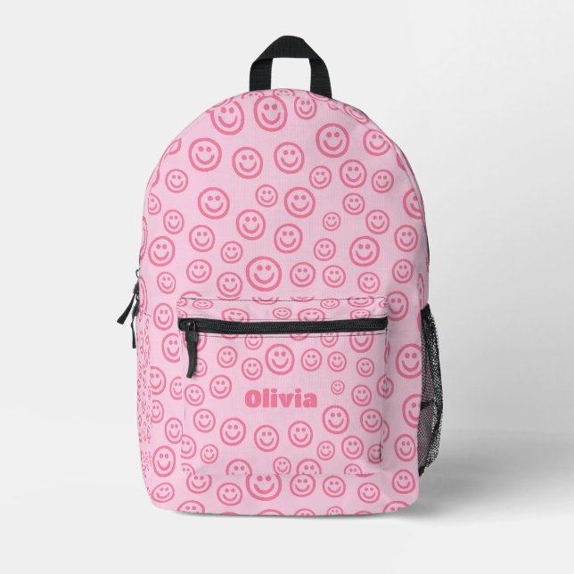 Sac à dos Preppy, fournitures scolaires roses (Recto)