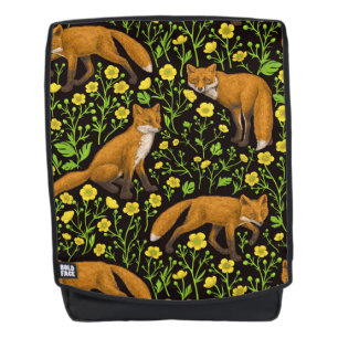 Sac À Dos Renards et papillons sur le noir