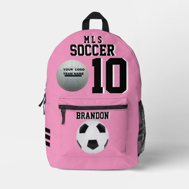sac à dos rose soccer rose personnalisées football (Recto)