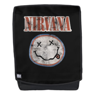 Sac à dos souriant blanc de nirvana et bleu rouge