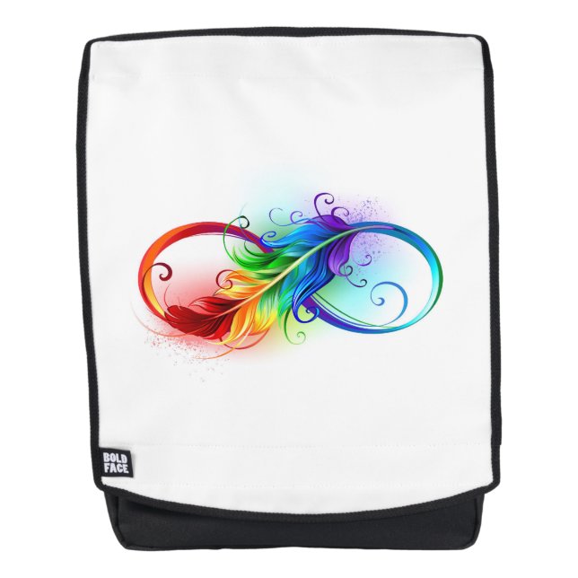 Sac À Dos Symbole d'infini avec plume arc-en-ciel (Devant)