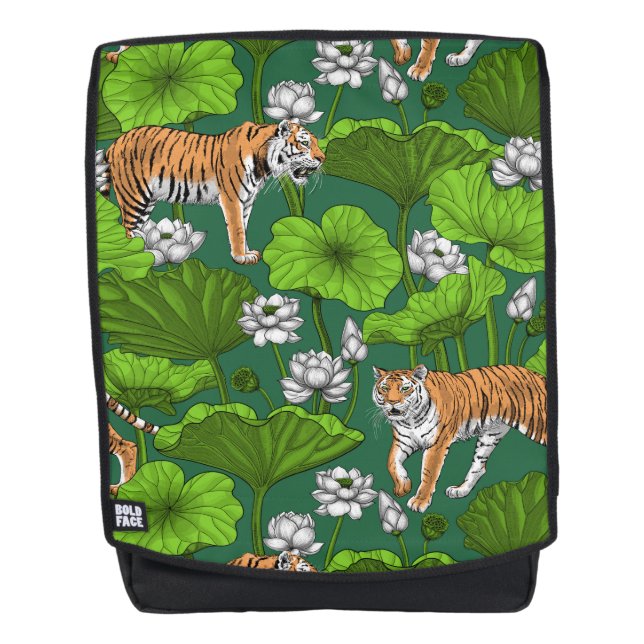 Sac À Dos Tigres dans l'étang blanc de lotus (Devant)