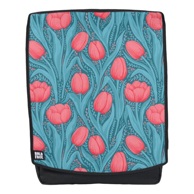Sac À Dos Tulipes en bleu et rouge (Devant)