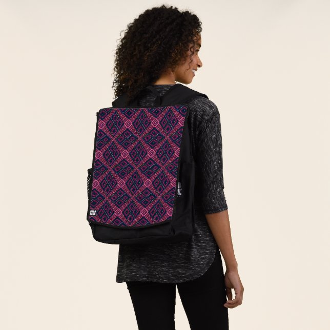 Sac À Dos Un tissu de boue africain inspiré | Motif diamant (Porté)