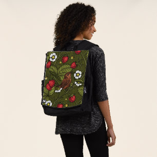 Sac À Dos Wens et fraises sur vert foncé