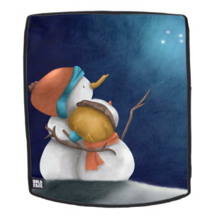 Sac À Dos Winter Snowmen regardant les étoiles illustrées