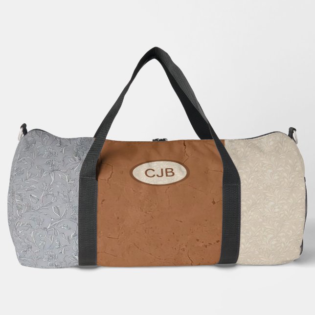 Sac à duffel Brown, gris, ivoire et personnalisé (Recto)