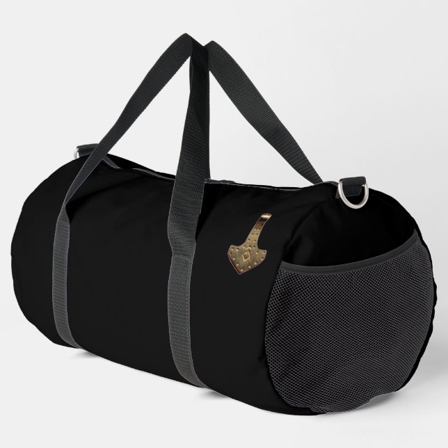 Sac à duffet noir Gold Thor Hammer (Coin droit)