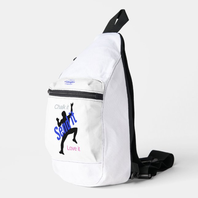 Sac à élingue blanc pour grimpeurs / rochers. Écri (Coin droit)