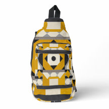 Sac à élingue moderne géométrique jaune et gris