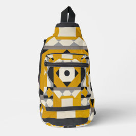 Sac à élingue moderne géométrique jaune et gris