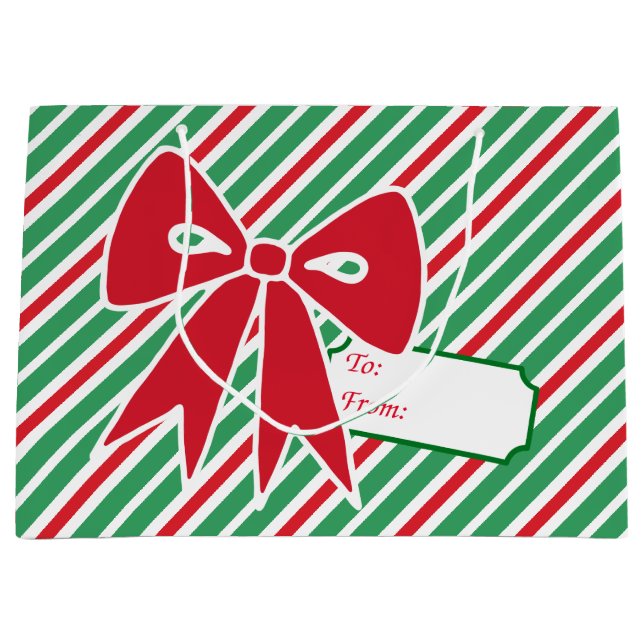Sac à étiquette cadeau de menthe rouge de Noël (Devant)