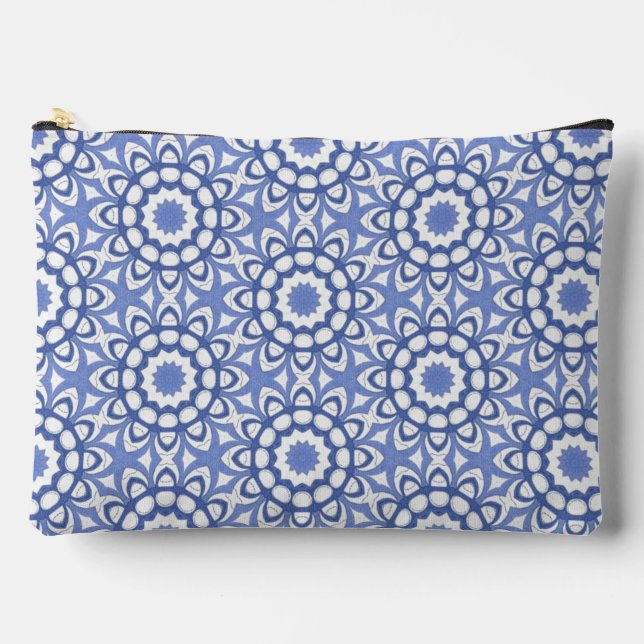 Sac à fermeture éclair design double bleu et blanc (Recto)